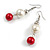 60mm Red/ Cream Glass Bead Drop Earrings In Silver Tone - view 4