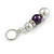 Light Grey/ Purple Glass Bead with Crystal Ring Drop Earrings in Silver Tone - 50mm L - view 4