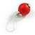 20mm Diameter Red Wood Dangle Bead Kidney Wire Closure Earrings in Silver Tone - 65mm L - view 5