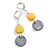 Yellow/ Grey Black Shell Bead Drop Earrings In Silver Tone - 55mm L - view 2