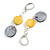 Yellow/ Grey Black Shell Bead Drop Earrings In Silver Tone - 55mm L - view 4
