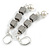 Trendy Square Hematite Faux Pearl Bead Drop Earrings In Silver Tone - 70mm Drop - view 4