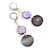 Purple/ Grey Black Shell Bead Drop Earrings In Silver Tone - 55mm L - view 2
