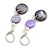 Purple/ Grey Black Shell Bead Drop Earrings In Silver Tone - 55mm L - view 6