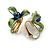 20mm Green/ Blue Berry Clip On Earrings in Gold Tone - view 2