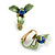 20mm Green/ Blue Berry Clip On Earrings in Gold Tone - view 7