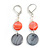 Red/ Grey Black Shell Bead Drop Earrings In Silver Tone - 55mm L - view 2