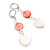 White/ Red Shell Heart Beaded Drop Earrings In Silver Tone - 60mm L - view 2