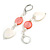 White/ Red Shell Heart Beaded Drop Earrings In Silver Tone - 60mm L - view 4