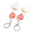 White/ Red Shell Heart Beaded Drop Earrings In Silver Tone - 60mm L - view 6