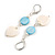 White/ Light Blue Shell Heart Beaded Drop Earrings In Silver Tone - 60mm L - view 4