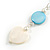 White/ Light Blue Shell Heart Beaded Drop Earrings In Silver Tone - 60mm L - view 6