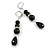 Stylish Glass and Ceramic Bead with Crystal Ring Drop Earrings in Silver Tone - 70mm Long - view 2