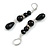 Stylish Glass and Ceramic Bead with Crystal Ring Drop Earrings in Silver Tone - 70mm Long - view 4