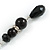 Stylish Glass and Ceramic Bead with Crystal Ring Drop Earrings in Silver Tone - 70mm Long - view 6