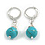 10mm Delicate Round Turquoise Bead Drop Earrings Silver Tone - 35mm Long - view 2
