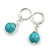 10mm Delicate Round Turquoise Bead Drop Earrings Silver Tone - 35mm Long - view 8