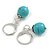 10mm Delicate Round Turquoise Bead Drop Earrings Silver Tone - 35mm Long - view 7