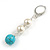 55mm Delicate Turquoise Faux Pearl Bead Drop Earrings In Silver Tone - view 7