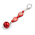Red Shell Glass Bead Drop Earrings in Silver Tone - 70mm L - view 6