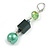 Glass Wooden Bead Drop Earrings/ Green Shades in Silver Tone - 70mm L - view 6