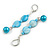 Light Blue/ Teal Shell Glass Bead Drop Earrings in Silver Tone - 70mm L - view 4