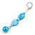Light Blue/ Teal Shell Glass Bead Drop Earrings in Silver Tone - 70mm L - view 5