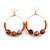 50mm Orange Glass/ Wood Bead Large Hoop Earrings in Gold Tone - 75mm L - view 6