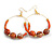 50mm Orange Glass/ Wood Bead Large Hoop Earrings in Gold Tone - 75mm L - view 7