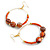 50mm Orange Glass/ Wood Bead Large Hoop Earrings in Gold Tone - 75mm L - view 8