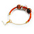 50mm Orange Glass/ Wood Bead Large Hoop Earrings in Gold Tone - 75mm L - view 5