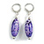 Candy Style Oval Glass Bead Drop Earrings In Silver Tone in Purple Shades - 50mm L - view 2