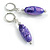 Candy Style Oval Glass Bead Drop Earrings In Silver Tone in Purple Shades - 50mm L - view 4
