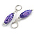Candy Style Oval Glass Bead Drop Earrings In Silver Tone in Purple Shades - 50mm L - view 7