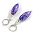 Candy Style Oval Glass Bead Drop Earrings In Silver Tone in Purple Shades - 50mm L - view 6