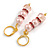 Light Pink Glass Bead with Pink Crystal Rings Drop Earrings in Gold Tone - 50mm Long - view 3