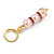 Light Pink Glass Bead with Pink Crystal Rings Drop Earrings in Gold Tone - 50mm Long - view 7