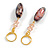 Marble Pink/Blue Glass Bead Drop Earrings in Gold Tone - 60mm L - view 7