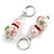Pink/White Floral Glass Bead with Pink Crystal Spacer Drop Earrings in Silver Tone - 45mmL - view 7