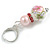 Pink/White Floral Glass Bead with Pink Crystal Spacer Drop Earrings in Silver Tone - 45mmL - view 4