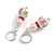 Pink/White Floral Glass Bead with Pink Crystal Spacer Drop Earrings in Silver Tone - 45mmL - view 5