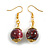 Vintage Inspired Marble Red Round Ceramic Bead Drop Earrings in Gold Tone - 45mm L - view 6