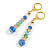 Multicoloured Glass Bead Linear Long Earrings in Gold Tone - 60mm L - view 4