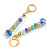 Multicoloured Glass Bead Linear Long Earrings in Gold Tone - 60mm L - view 2