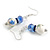 Blue/White Floral Glass Bead with Blue Crystal Spacer Drop Earrings in Silver Tone - 50mmL - view 7