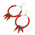 45mm Red Glass Bead with Chilly Charms Oval Hoop Earrings in Silver Tone - 80mmL - view 6