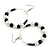White Faux and Black Glass Bead Hoop Earrings in Silver Tone - 70mm Long - view 2
