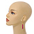 Deep Pink/ Magenta Glass and Wood Bead Drop Earrings in Gold Tone - 60mm L - view 3