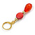 Red Shell/ Acrylic Bead Drop Earrings in Gold Tone - 50mm L - view 6