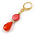 Red Shell/ Acrylic Bead Drop Earrings in Gold Tone - 50mm L - view 7